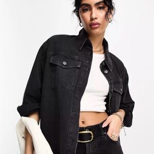 Carmar Black Denim shirt with  Patch Detail